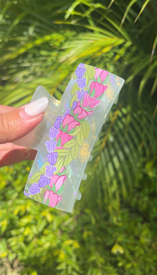 Luxe Hair Claw-Lokelani Maile Crown Flower 💚