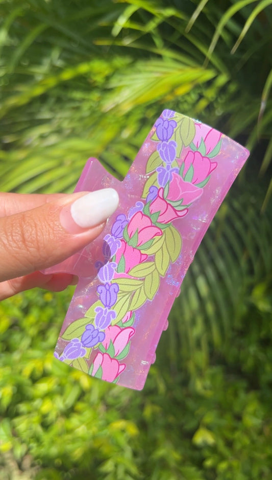 Luxe Hair Claw-Lokelani Maile Crown Flower 🩷