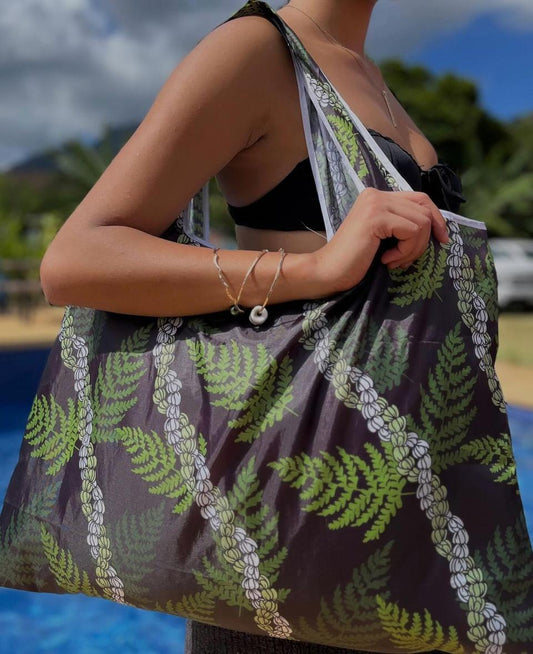 XL Reusable Shopping Tote- Fern & Pikake