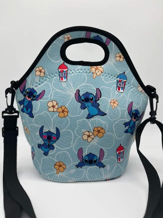 Zipper Lunch Bag with Strap- Blue