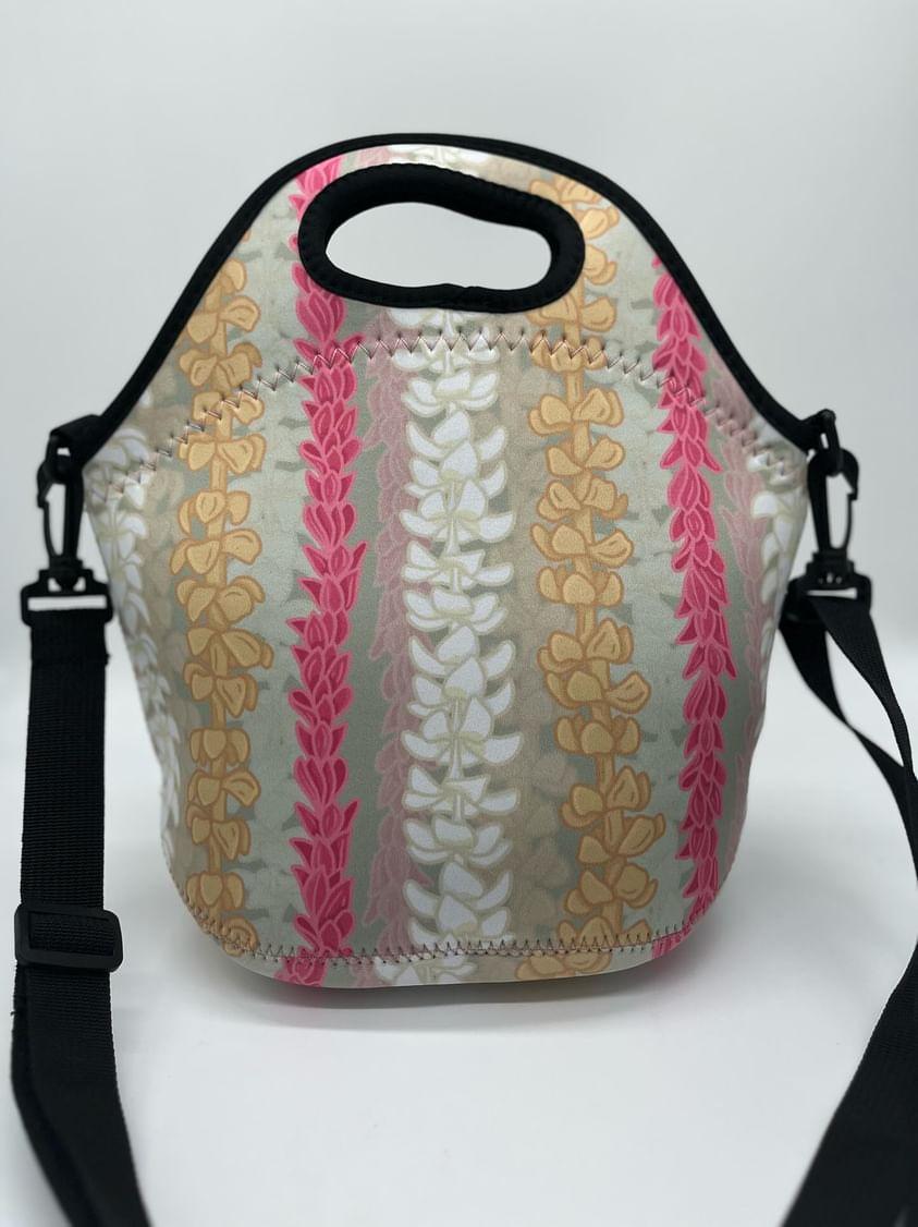 Zipper Lunch Bag with Strap- Mixed Leis Taupe