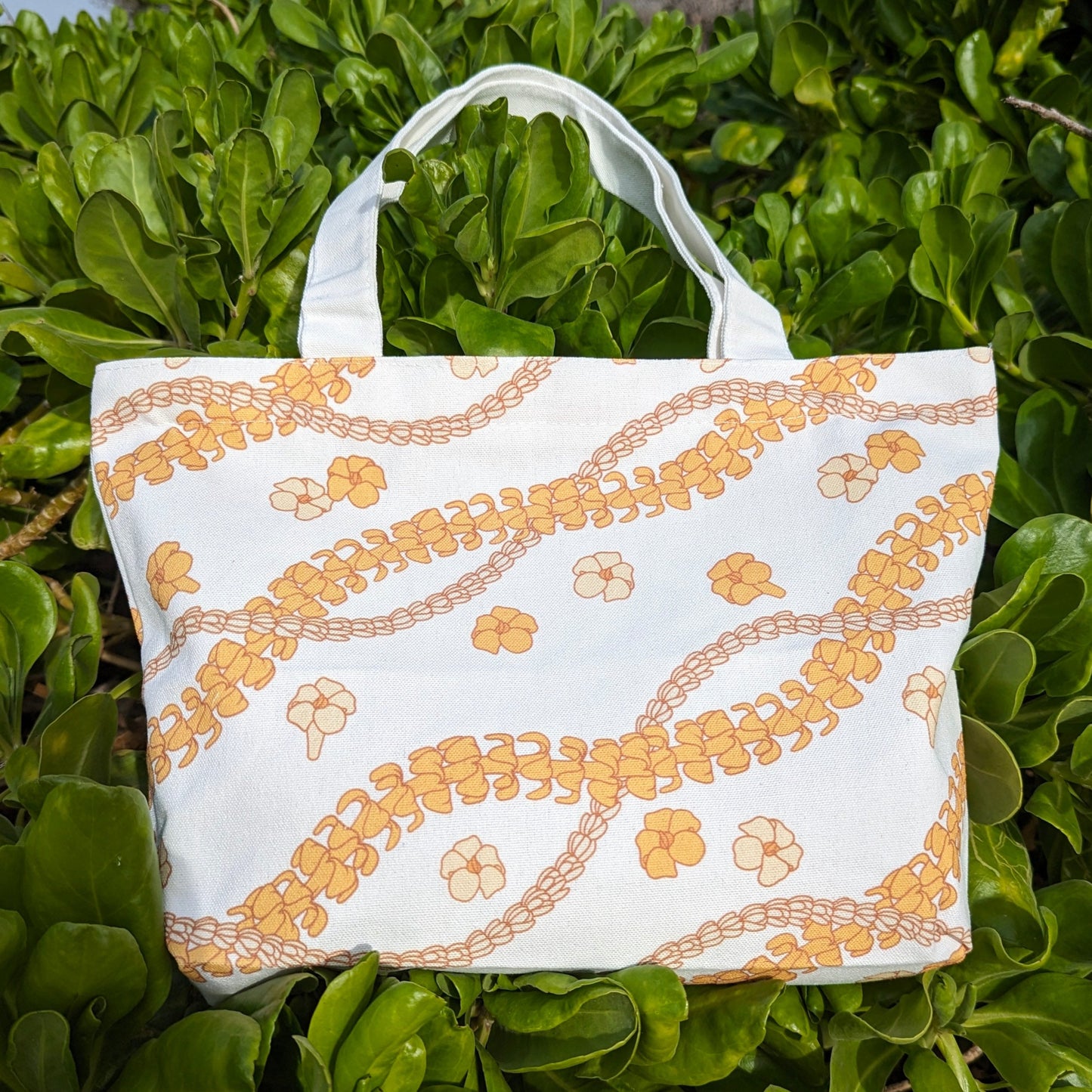 Pikake Canvas Zipper Tote Medium (12"x16")