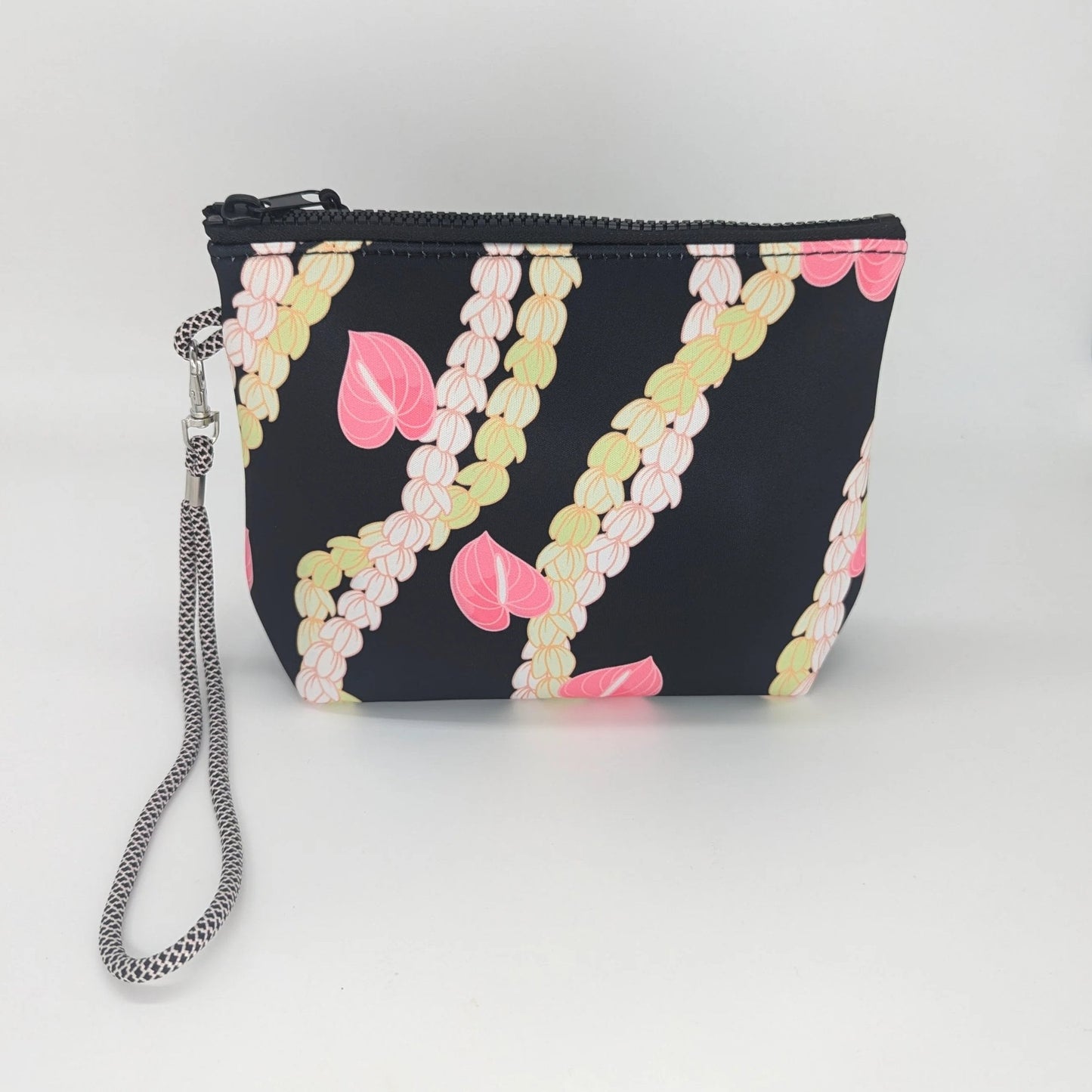 Water Resistant Wristlet - Anthurium & Pikake Black