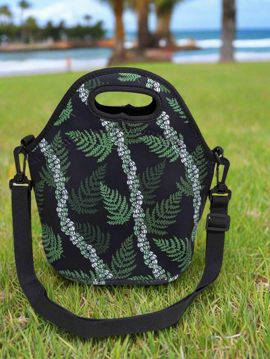 Zipper Lunch Bag with Strap- Fern Pikake