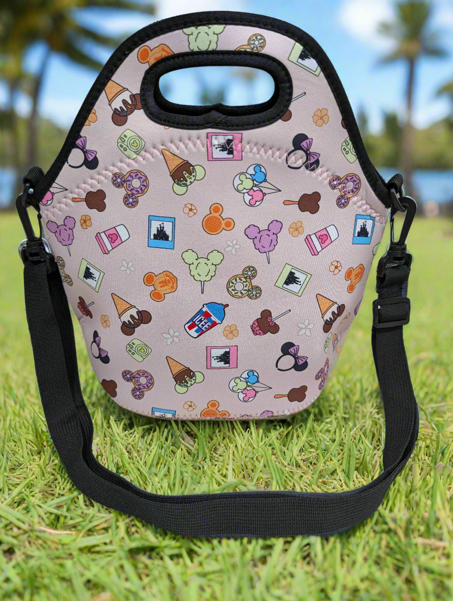 Zipper Lunch Bag with Strap- Theme Park Snacks and Icee