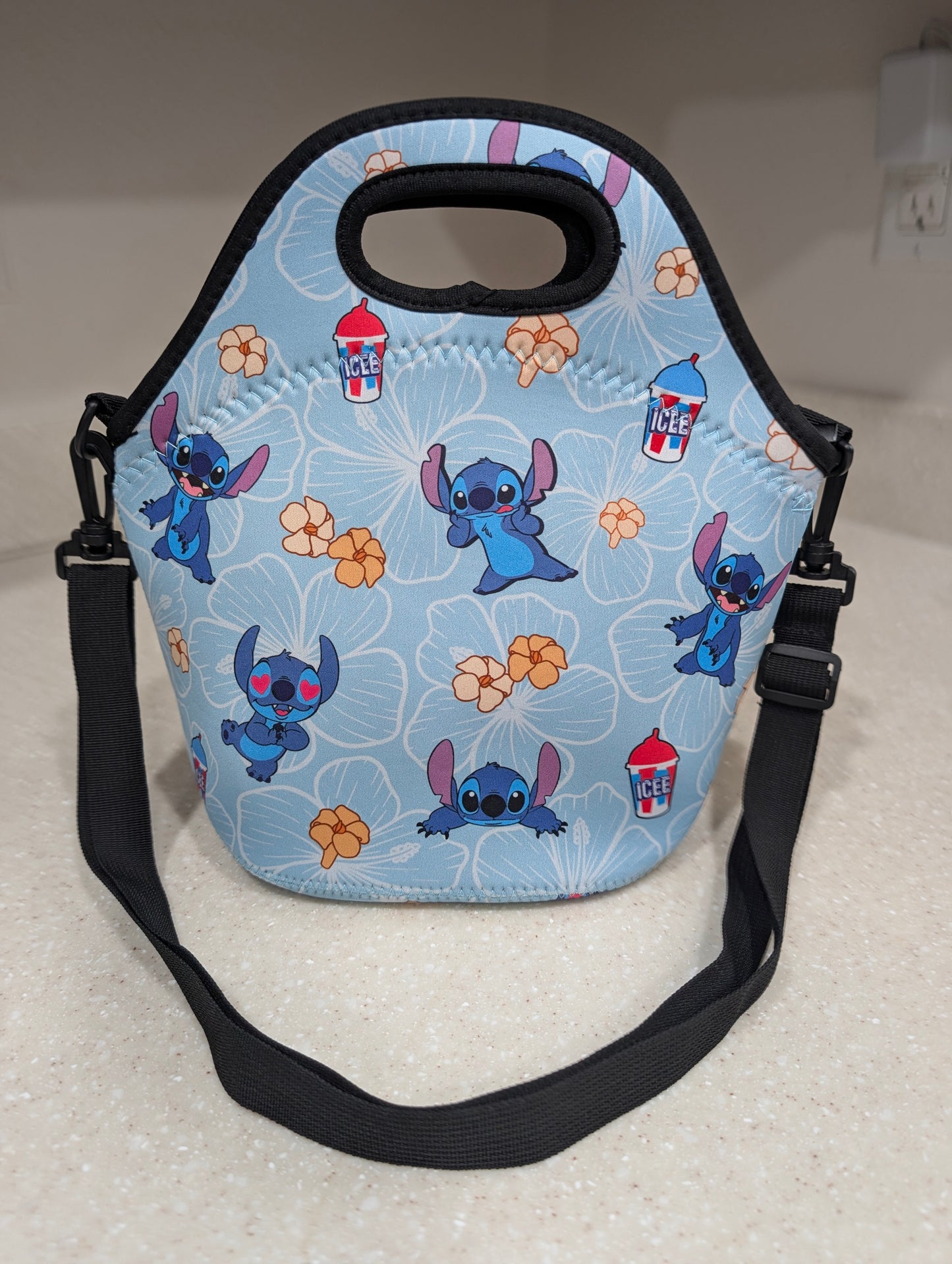 Zipper Lunch Bag with Strap- Blue