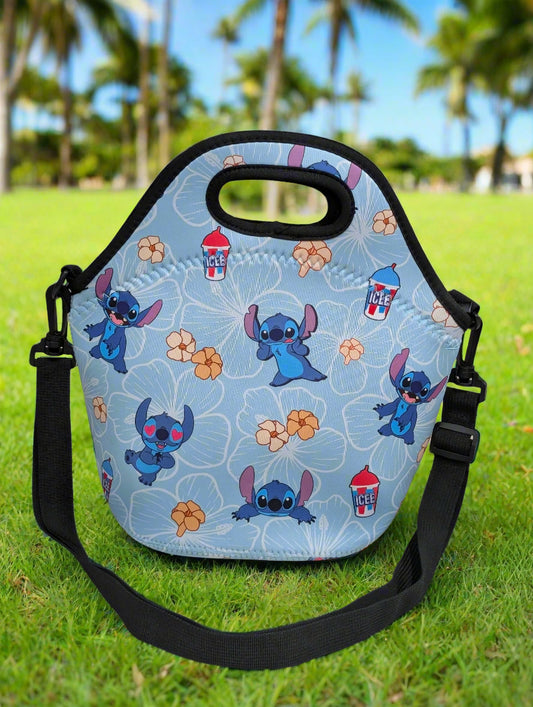 Zipper Lunch Bag with Strap- Blue