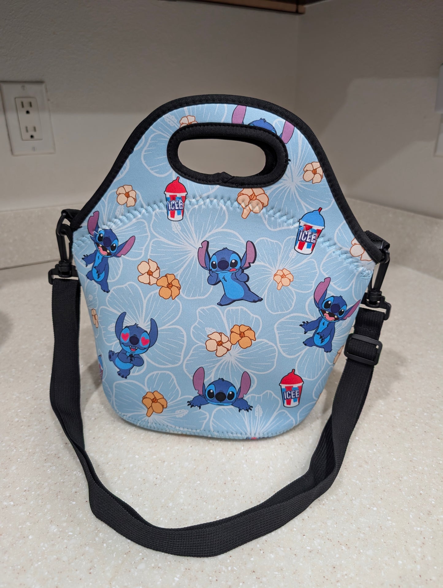 Zipper Lunch Bag with Strap- Blue