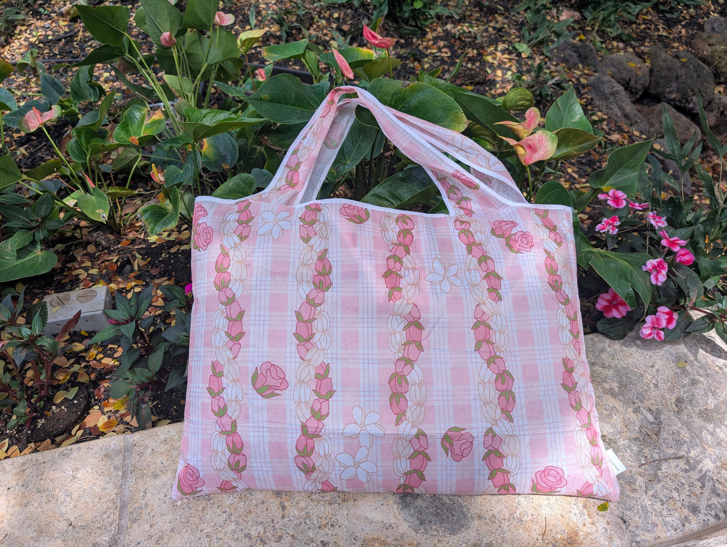 XL Reusable Shopping Tote- Lokelani Palaka