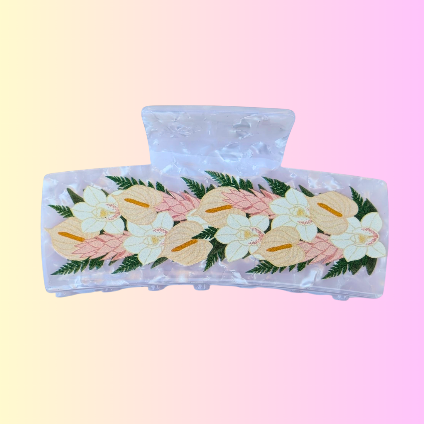 Luxe Hair Claw - Anthurium Orchid Haku