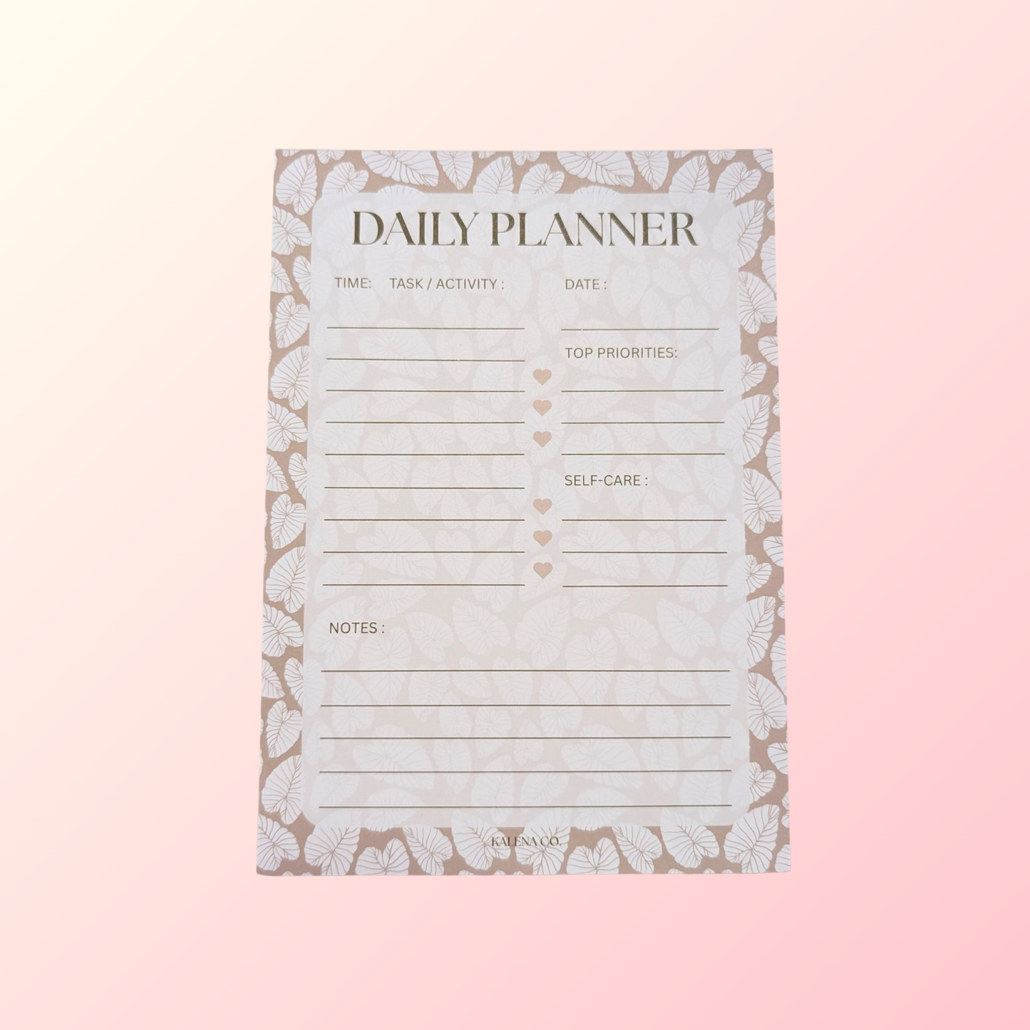 Daily Planner Pad Pink Kalo
