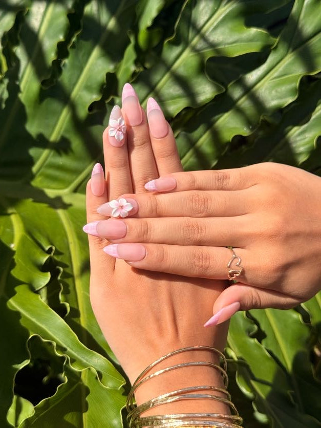 Handmade 3D Press on Nail Set - (Long) Pink Palaka
