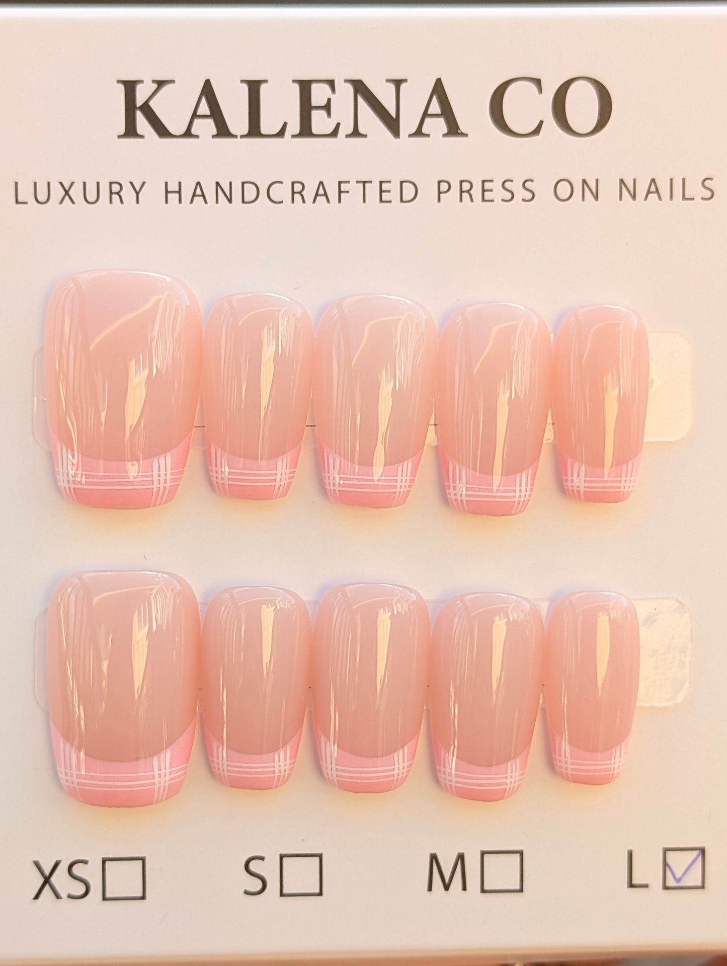 Handmade Press on Nail Set - Pink Palaka Almond (Short)