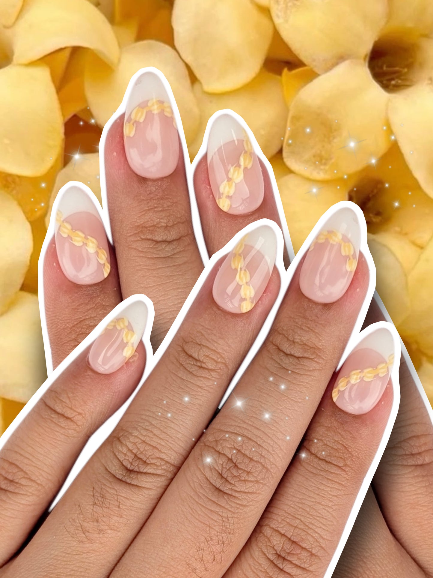 Handmade Press on Nail Set - Puakenikeni (Short Almond)