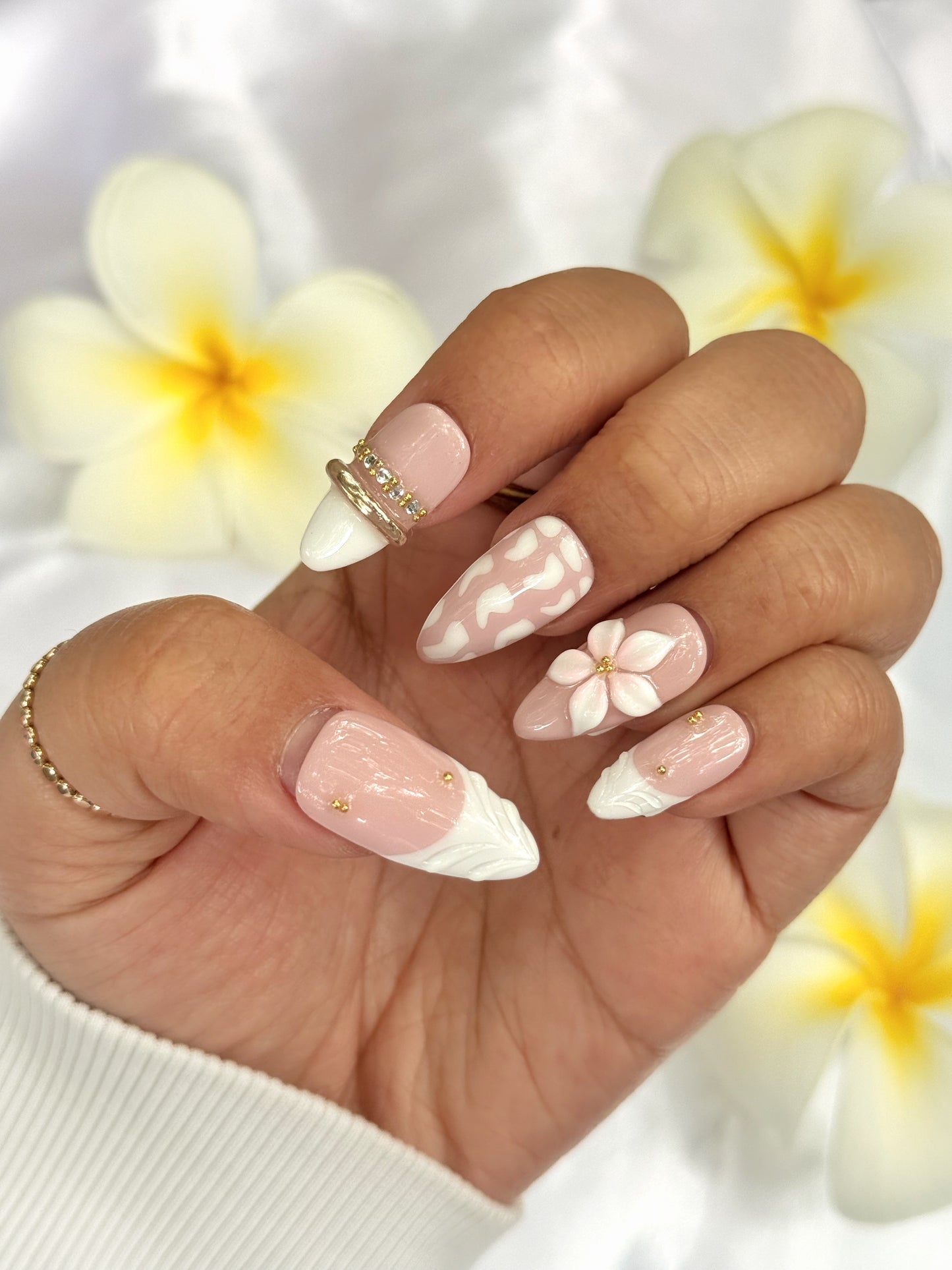 Handmade 3D Press on Nail Set- Hebrew Blush