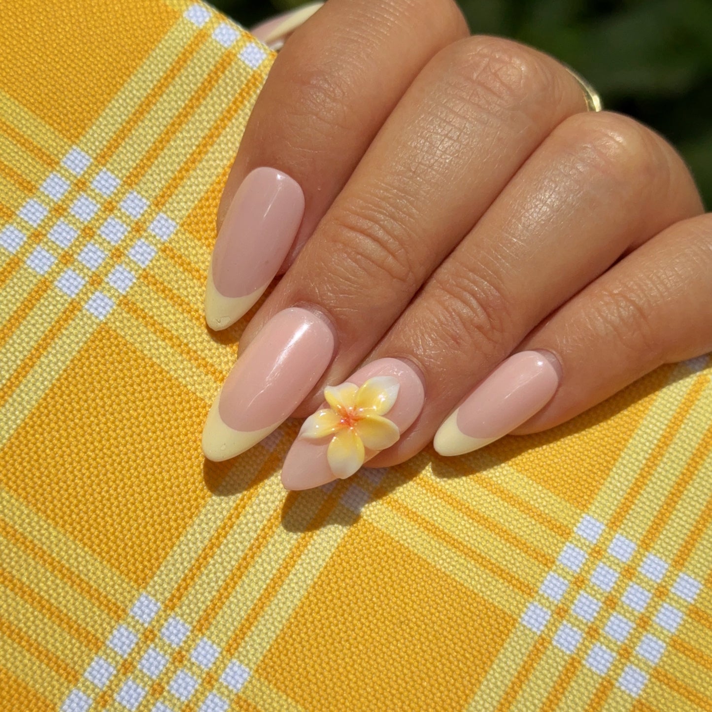 Handmade 3D Press on Nail Set- Plumeria
